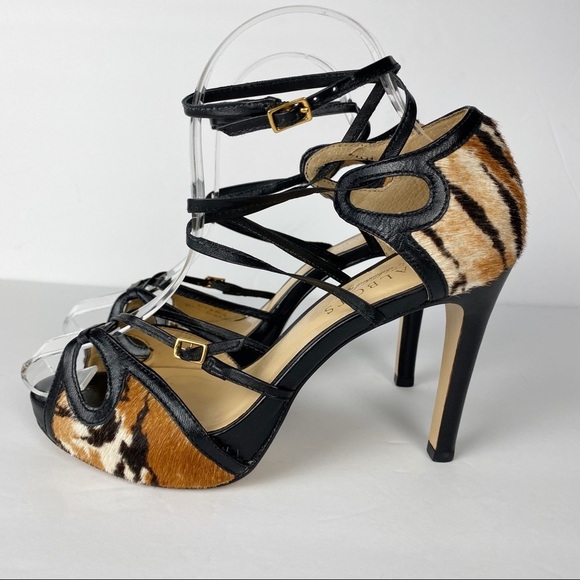 TALBOTS Calf Hair Peep Toe Ankle Strap Stilettos - Picture 5 of 8